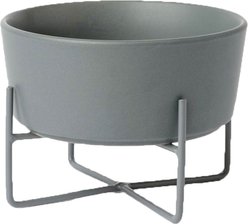 Waggo Simple Solid Dog Bowl & Stand, Matte Dolphin, Medium: 4-cup