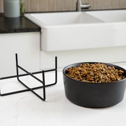 Waggo Simple Solid Iron Dog & Cat Bowl Stand, Matte Black, Small slide 2 of 5