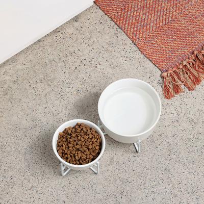 Show full view: Waggo Simple Solid Iron Dog & Cat Bowl Stand, Matte White, Small slide 6 of 8