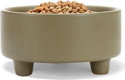 Waggo Uplift Elevated Ceramic Cat & Dog Bowl, Olive, Large: 8-cup