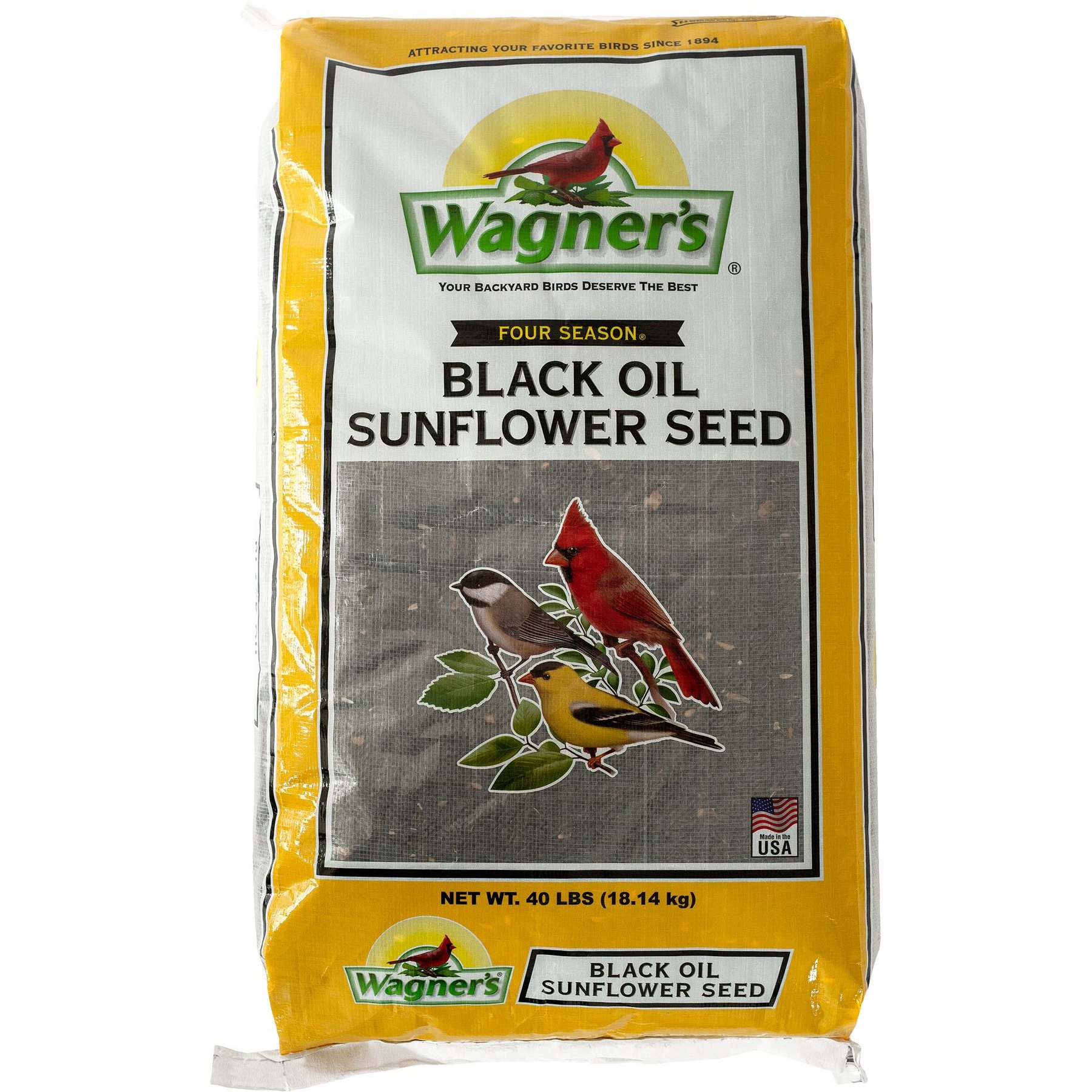 Wagner's Four Season 100% Black Oil Sunflower Seed Wild Bird Food, 40-lb bag