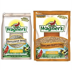 Wagner's Safflower Seed, 5-lb bag + Sunflower Hearts & Chips Wild Bird Food, 6-lb bag
