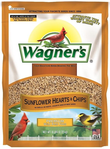 Show full view: Wagner's Sunflower Hearts & Chips Premium Wild Bird Food, 6-lb bag slide 1 of 7