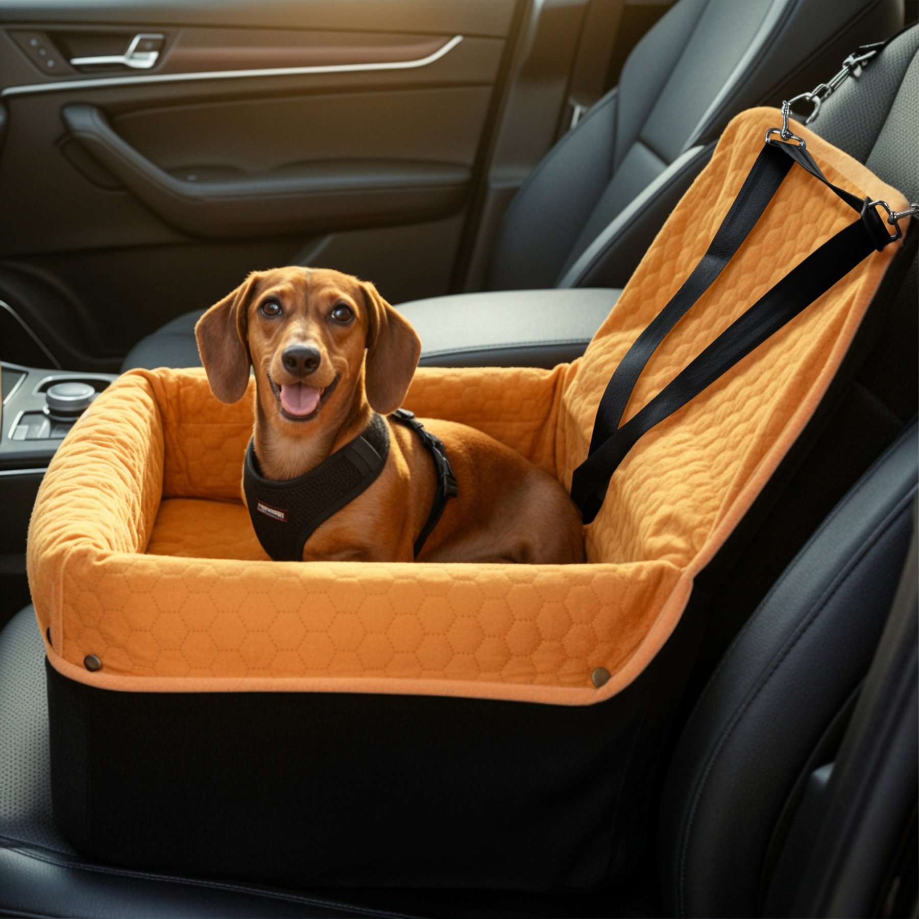 Wagora Automobile Dog Booster Car Seat with Removable Waterproof Cover, Brown