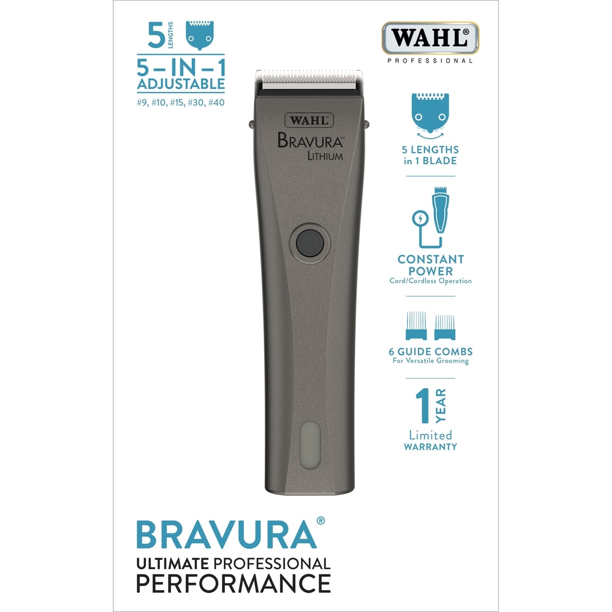 WAHL Bravura Lithium Ion Cordless Dog & Cat Clipper Kit, Gunmetal