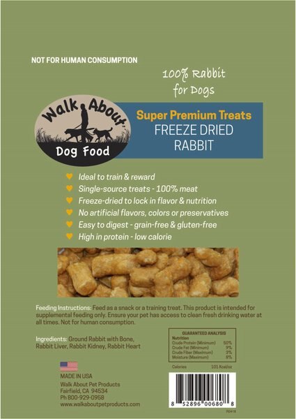 Walk About Grain-Free Freeze-Dried Rabbit Cat Treats