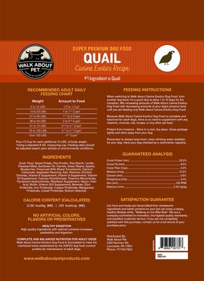 Show full view: Walk About Quail Canine Exotics Recipe Super Premium Dry Dog Food, 10-lb bag slide 3 of 4