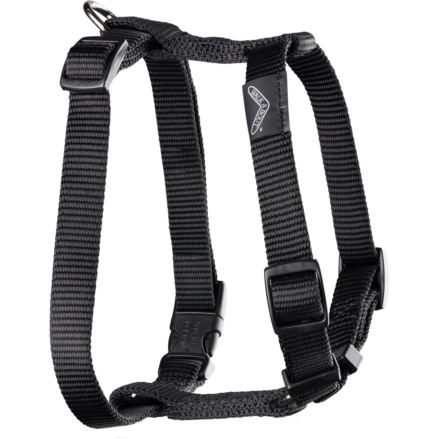 WALKABOUT Chest Halter Adjustable Dog & Cat Harness, Black, Small