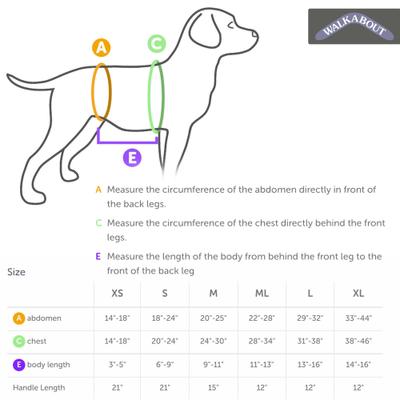 Show full view: WALKABOUT Walkabelly Support Sling Dog Harness, Black, Small slide 7 of 8