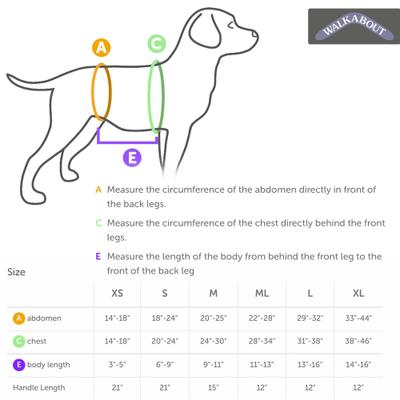 Show full view: WALKABOUT Walkabelly Support Sling Dog Harnesss, Black, Medium/Large slide 7 of 7