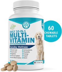 Wanderfound Pets 10-In-1 Multi-vitamin + Glucosamine Liver Flavor Dog Supplement, 60 count