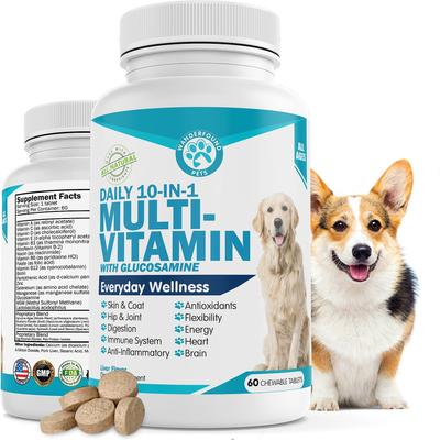 Show full view: Wanderfound Pets 10-In-1 Multi-vitamin + Glucosamine Liver Flavor Dog Supplement, 60 count slide 9 of 11