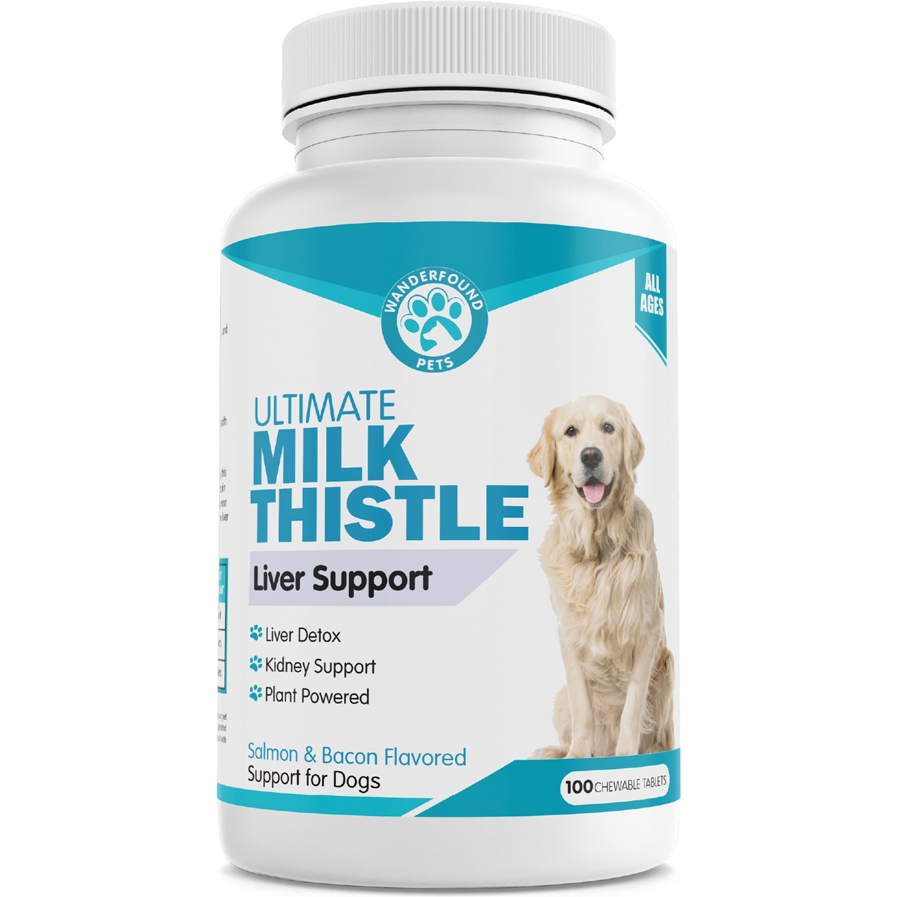 Wanderfound Pets Milk Thistle Liver Support Salmon & Bacon Flavor Dog Supplement, 100 count