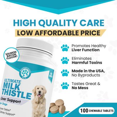 Show full view: Wanderfound Pets Milk Thistle Liver Support Salmon & Bacon Flavor Dog Supplement, 100 count slide 8 of 12