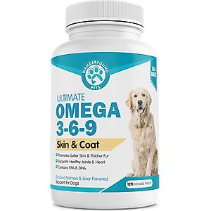 Wanderfound Pets Omega 3-6-9 Skin & Coat Health Smoked Salmon & Liver Flavor Dog Supplement, 120 count