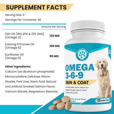 Show full view: Wanderfound Pets Omega 3-6-9 Skin & Coat Health Smoked Salmon & Liver Flavor Dog Supplement, 120 count slide 3 of 11