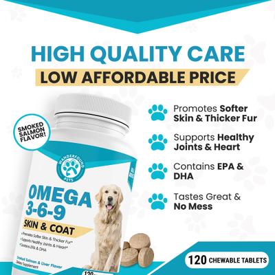 Show full view: Wanderfound Pets Omega 3-6-9 Skin & Coat Health Smoked Salmon & Liver Flavor Dog Supplement, 120 count slide 7 of 11