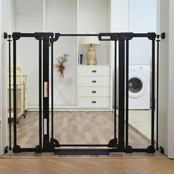 WAOWAO 40-in Tall Auto-Close Dual-Lock Clear Acrylic Baby & Pet Gate, Black, 29 to 47-in