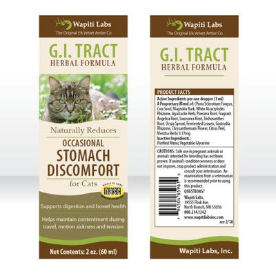 Show full view: Wapiti Labs G.I. Tract Homeopathic Medicine for Digestive Issues for Cats, 2-fl oz bottle slide 3 of 11
