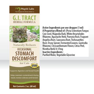 Show full view: Wapiti Labs G.I. Tract Homeopathic Medicine for Digestive Issues for Cats, 2-fl oz bottle slide 6 of 11