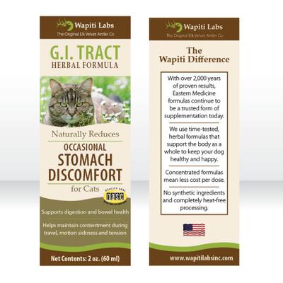 Show full view: Wapiti Labs G.I. Tract Homeopathic Medicine for Digestive Issues for Cats, 2-fl oz bottle slide 7 of 11