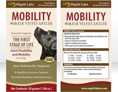Show full view: Wapiti Labs Mobility Formula Dog Powder Supplement, 1.06-oz bottle slide 7 of 11