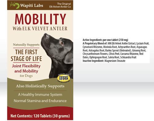 Show full view: Wapiti Labs Mobility Formula Dog Tablets Supplement, 120 tablet slide 6 of 11