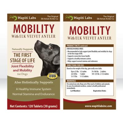 Show full view: Wapiti Labs Mobility Formula Dog Tablets Supplement, 120 tablet slide 8 of 11