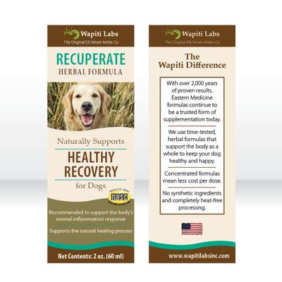 Show full view: Wapiti Labs Recuperate Formula for Healthy Recovery Dog Supplement, 2-fl oz bottle slide 6 of 10