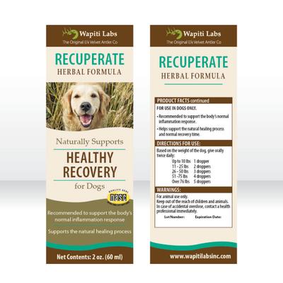 Show full view: Wapiti Labs Recuperate Formula for Healthy Recovery Dog Supplement, 2-fl oz bottle slide 7 of 10