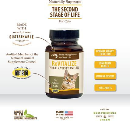 Show full view: Wapiti Labs ReVitalize Powder Supplement for Senior Cats, 0.53-oz bottle slide 4 of 11