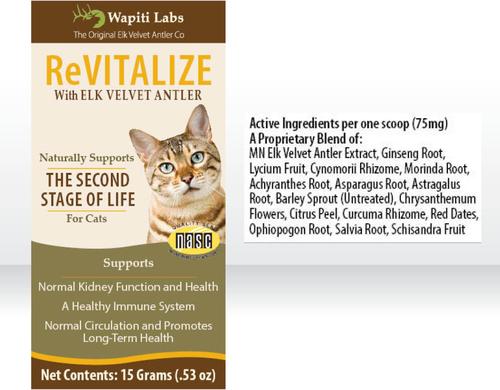 Show full view: Wapiti Labs ReVitalize Powder Supplement for Senior Cats, 0.53-oz bottle slide 5 of 11