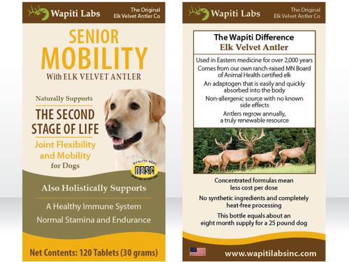 Show full view: Wapiti Labs Senior Mobility Formula Dog Tablets Supplement, 120 tablet slide 6 of 10