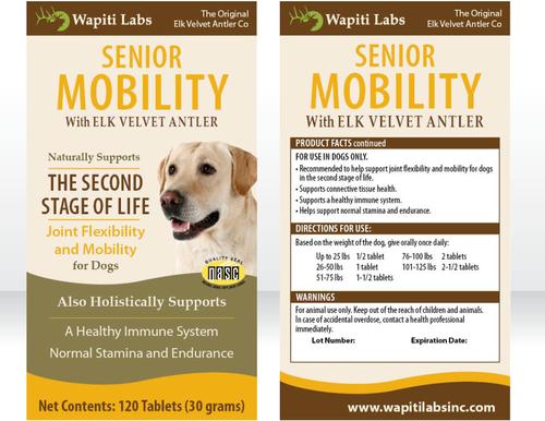 Show full view: Wapiti Labs Senior Mobility Formula Dog Tablets Supplement, 120 tablet slide 7 of 10