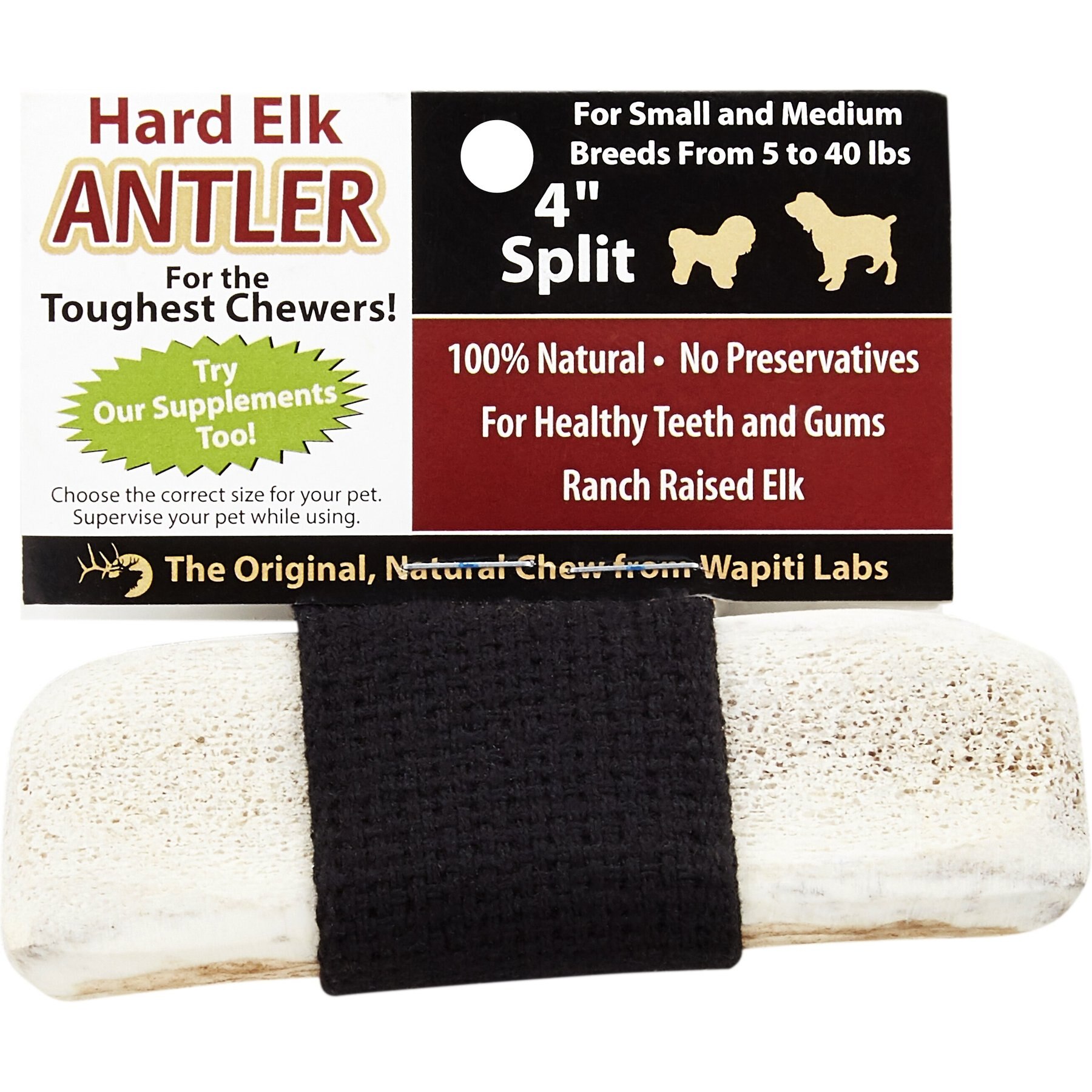 Wapiti Labs Split Elk Antlers Dog Chews, 4-in, small to medium breeds