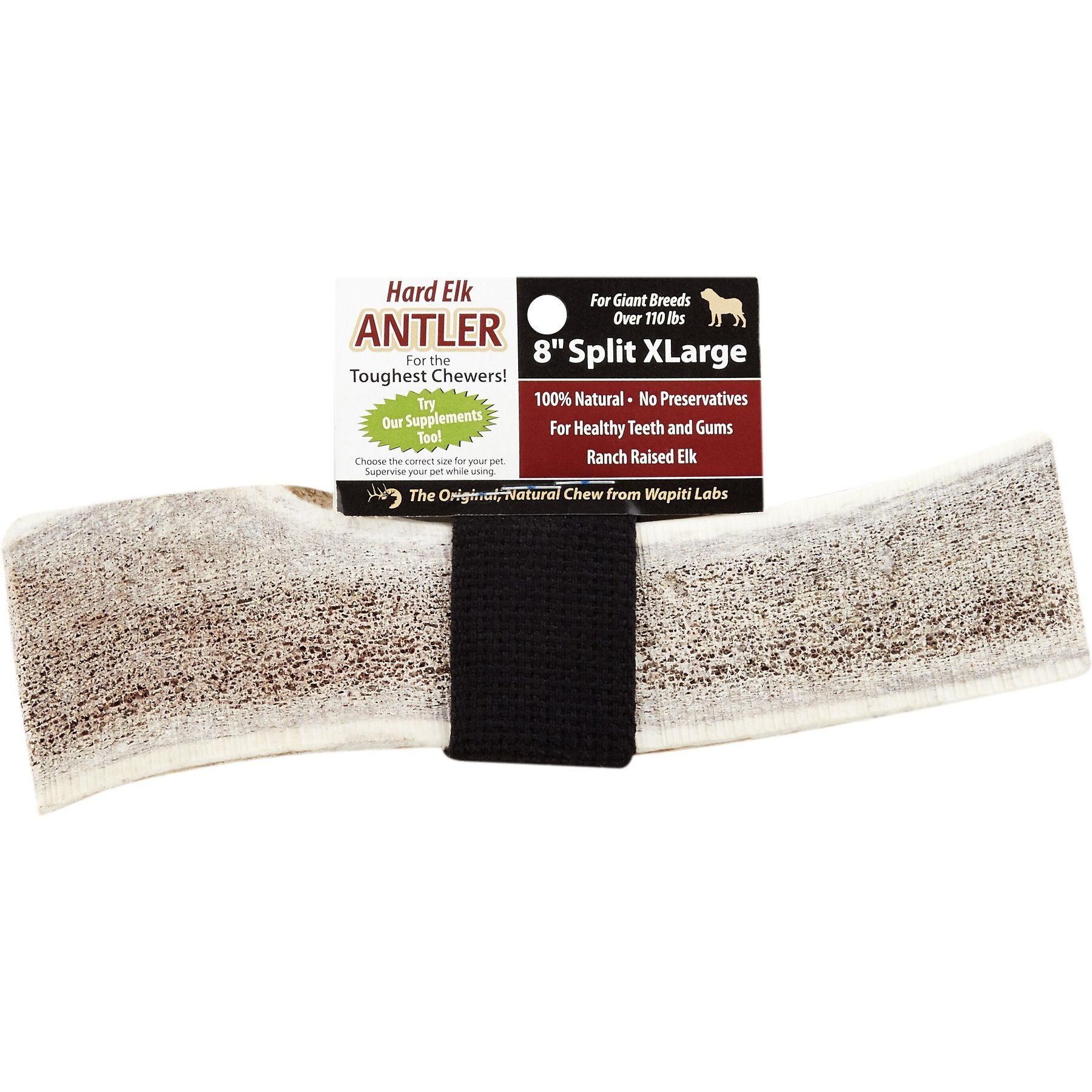 Wapiti Labs Split Elk Antlers Dog Chews, X-Large 8in, for giant breeds