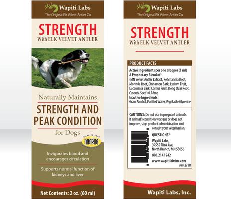 Show full view: Wapiti Labs Strength Formula for Peak Condition Dog Supplement, 2-fl oz bottle slide 3 of 10