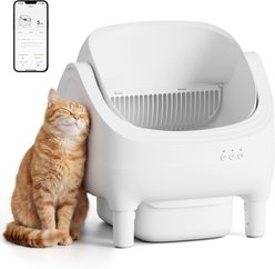 WARCAT Open-Top Self-Cleaning Smart App Control Cat Litter Box, White