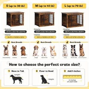 WARCAT Wooden Indoor Thick Cushion Double Door Furniture Style Dog Crate, Brown, Large