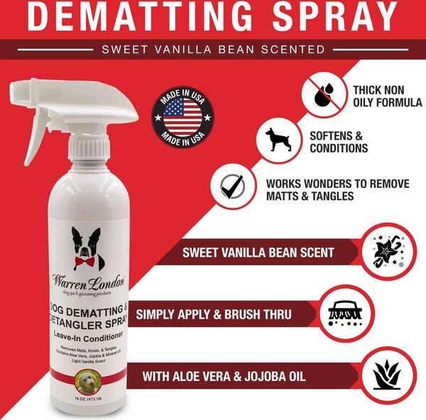 Show full view: Warren London Dematting & Detangling Leave-In Conditioner Dog Spray, 16-fl oz bottle slide 2 of 6