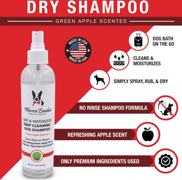 Show full view: Warren London Dry & Waterless Green Apple Scented Deep Cleaning Dog Shampoo, 8-fl oz bottle slide 3 of 6