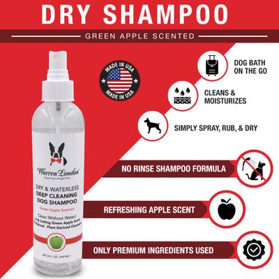Show full view: Warren London Dry & Waterless Green Apple Scented Deep Cleaning Dog Shampoo, 8-fl oz bottle slide 3 of 6