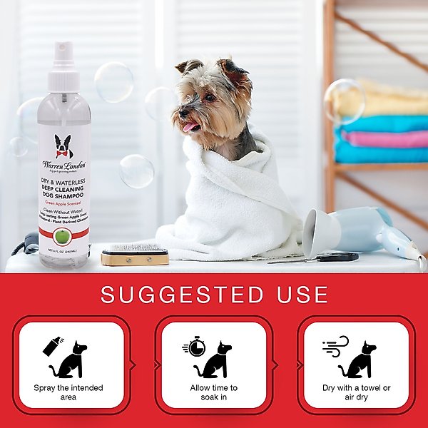 Show full view: Warren London Dry & Waterless Green Apple Scented Deep Cleaning Dog Shampoo, 8-fl oz bottle slide 5 of 6