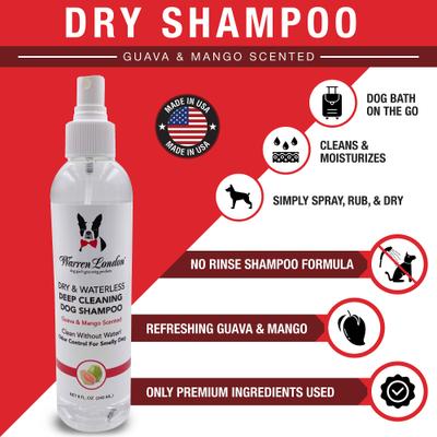 Show full view: Warren London Dry & Waterless Guava & Mango Dog Shampoo, 8-fl oz bottle slide 3 of 7