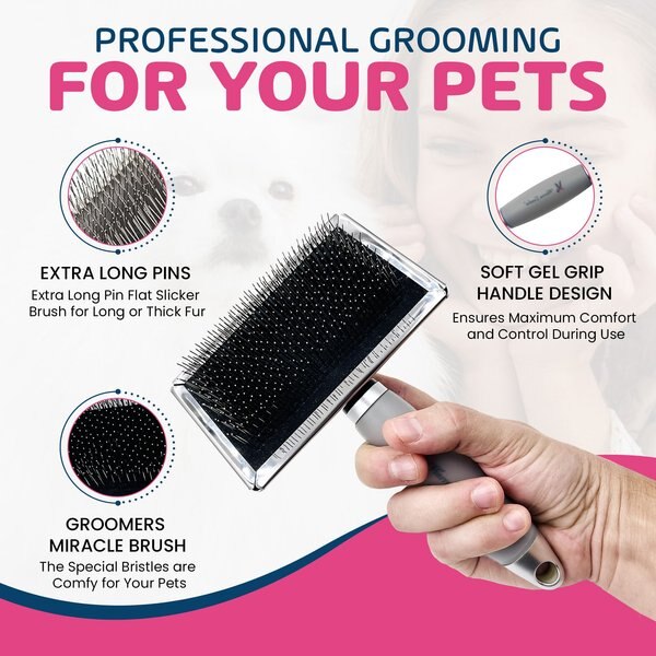 Warren London Gel-Handle Slicker for Long & Thick Fur Dog Brush