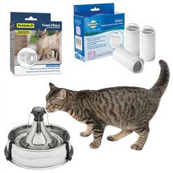Water Fountain Starter Kit - Drinkwell Cat & Dog Water Fountain, Foam Filters, Carbon Filters