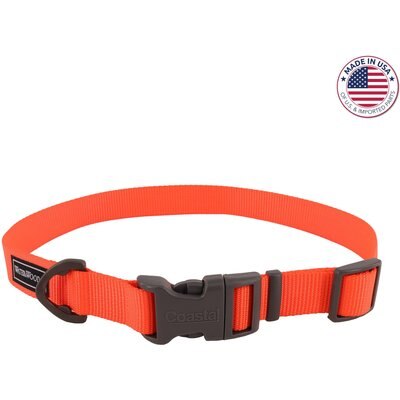 Water & Woods Water & Woods Adjustable Dog Collar, Safety Orange, Large: 18-26-in neck, 1-in wide