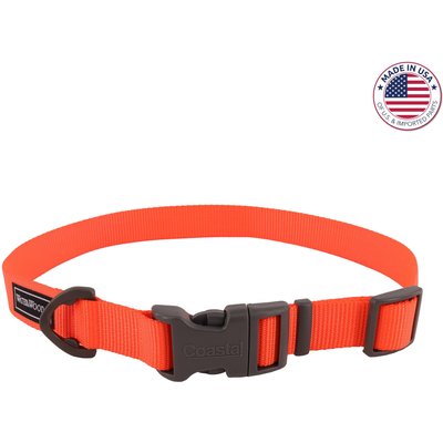 Water & Woods Water & Woods Adjustable Dog Collar, Safety Orange, Medium: 14-20-in neck, 1-in wide