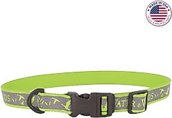 Water & Woods Adjustable Reflective Dog Collar, Water & Woods Lime, Medium: 14-20-in neck, 1-in wide