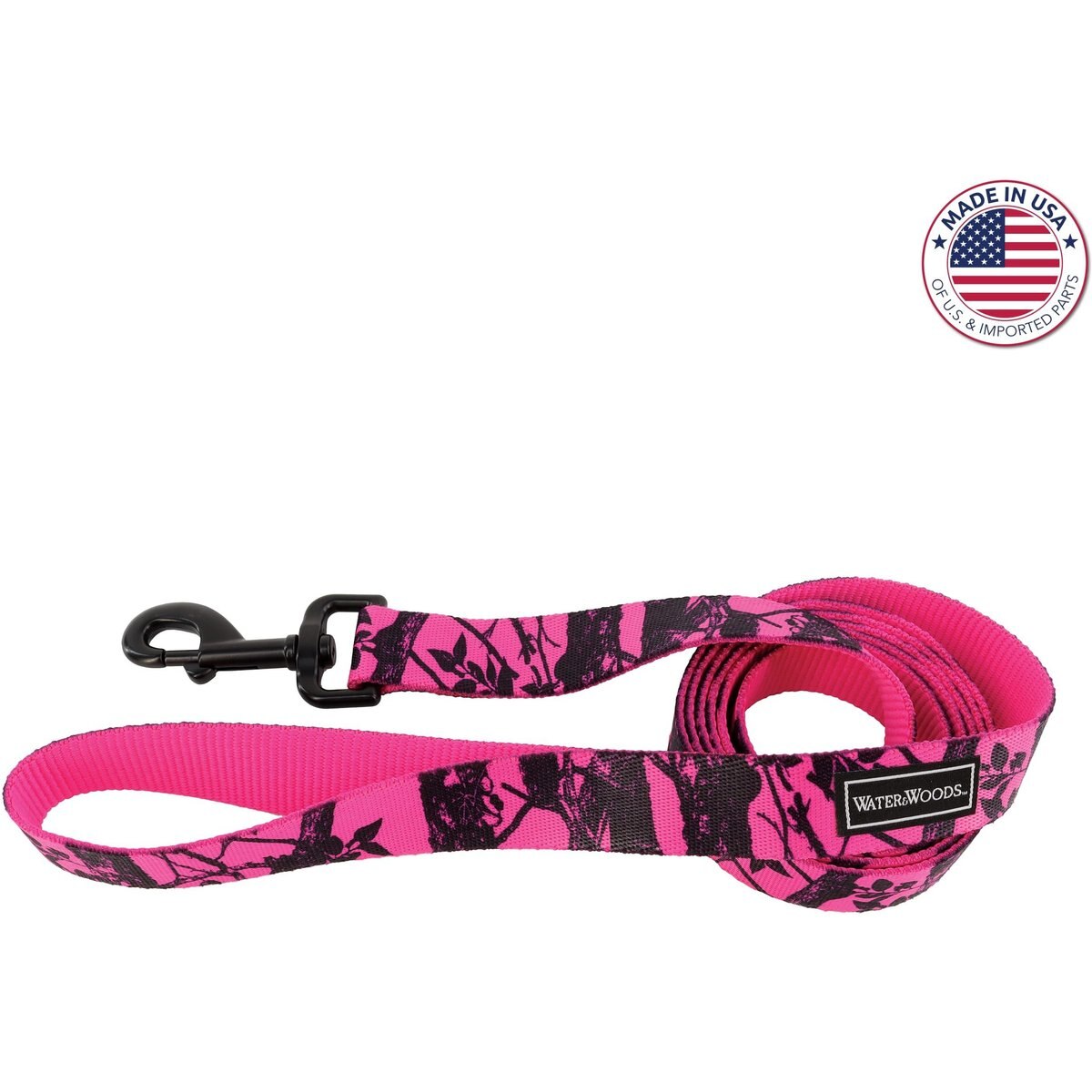 Water & Woods Blaze Patterned Dog Leash, Neon Pink Tree